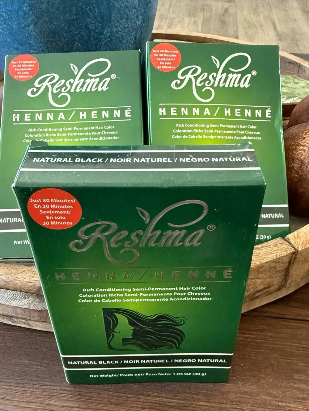 3 Reshma Femme Henna Semi-Permanent Hair Color Natural Black 1.05 oz Lot New